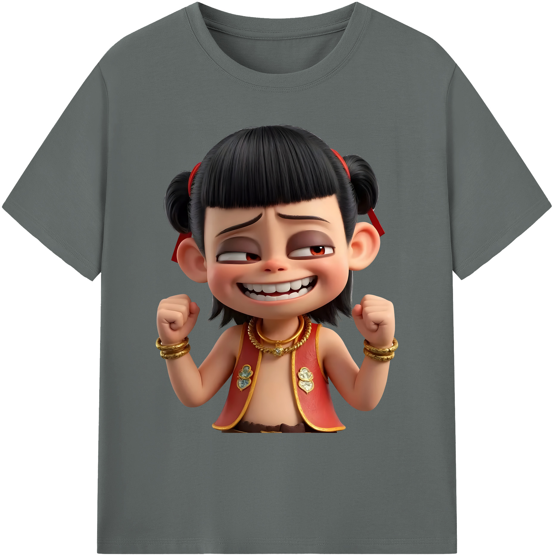 （画像用） Ne Zha 2 ナタ 魔童の大暴れ 綿100％ メンズ半袖Tシャツ｜肌触りやわらか＆通気性